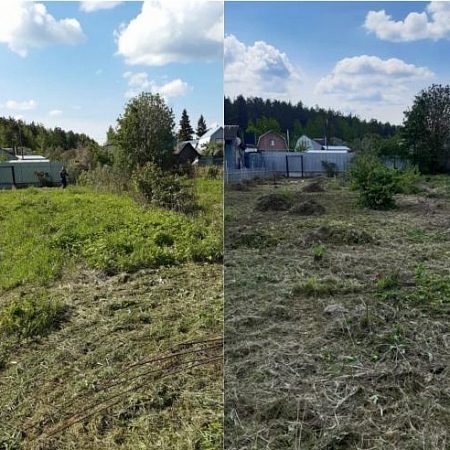 Покос и уборка травы на участке 5 с